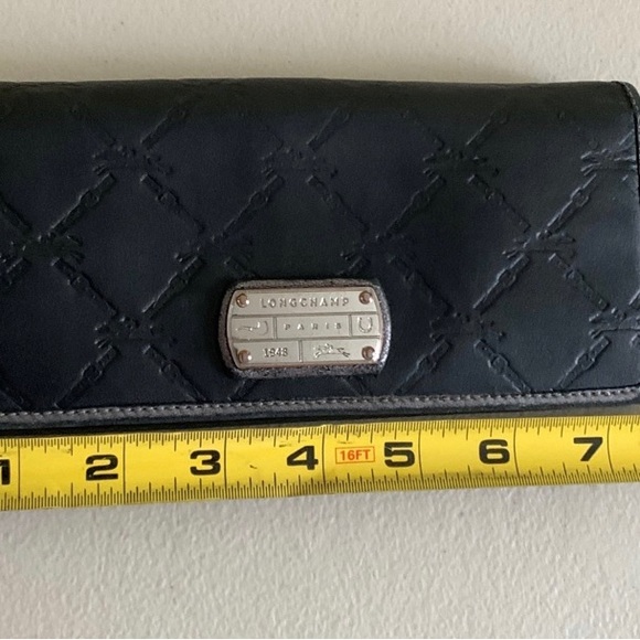 LONGCHAMP BLACK LEATHER JACQUARD WALLET - Picture 10 of 13